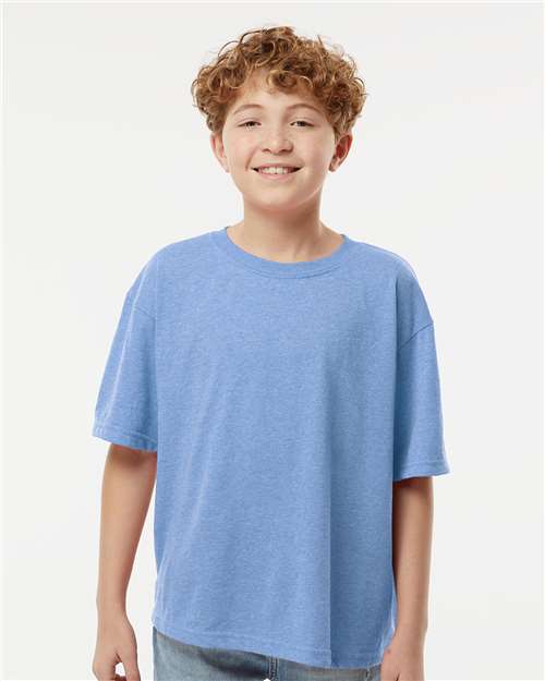 M&O Youth Gold Soft Touch T-Shirt 4850 Light Blue Heather