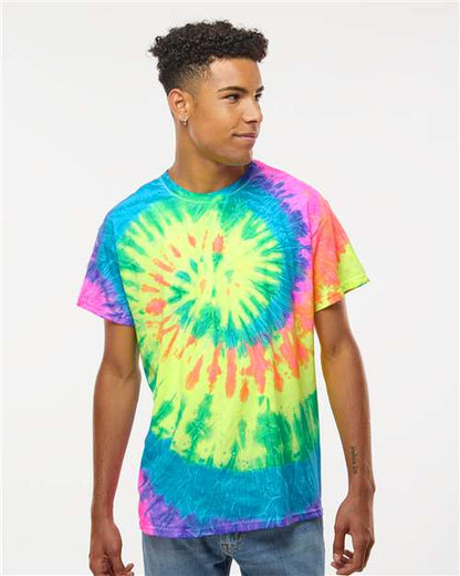 Custom Embroidered  Colortone Multi-Color Tie-Dyed T-Shirt 1000 Neon Rainbow