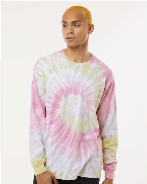 Custom Embroidered  Colortone Tie-Dyed Long Sleeve T-Shirt 2000 Desert Rose