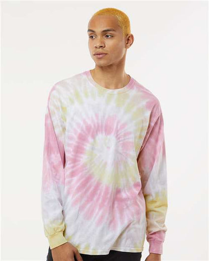 Custom Embroidered  Colortone Tie-Dyed Long Sleeve T-Shirt 2000 Desert Rose