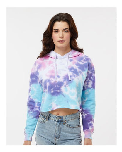 Custom Embroidered  Colortone Women's Tie-Dyed Crop Hooded Sweatshirt 8333  