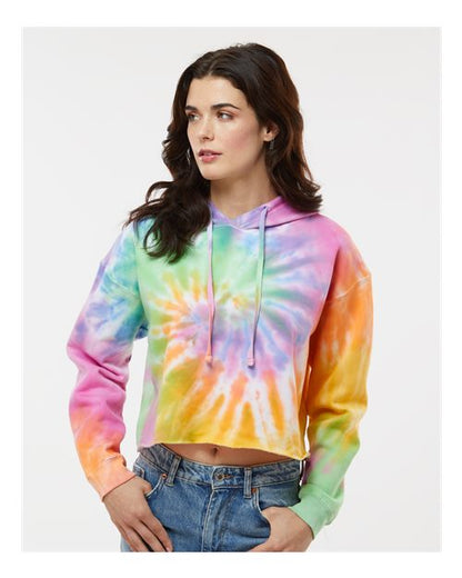 Custom Embroidered  Colortone Women's Tie-Dyed Crop Hooded Sweatshirt 8333  