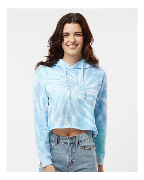 Custom Embroidered  Colortone Women's Tie-Dyed Crop Hooded Sweatshirt 8333  