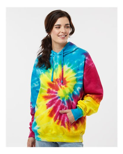 Custom Embroidered  Colortone Tie-Dyed Hooded Sweatshirt 8777 Reactive Rainbow