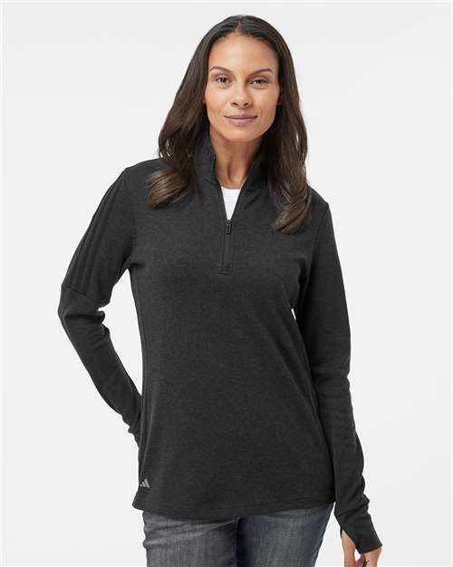 Adidas Women's 3-Stripes Quarter-Zip Sweater A555 Custom Embroidered Business Logo