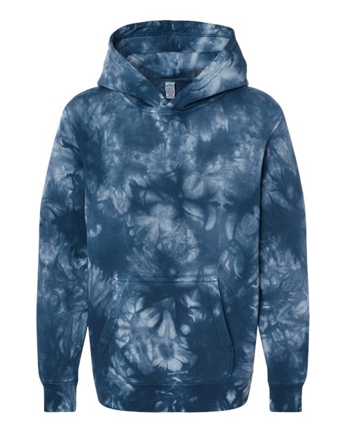 Independent Trading Co. Youth Midweight Tie-Dyed Hooded Sweatshirt PRM1500TD Custom Embroidered Business Logo