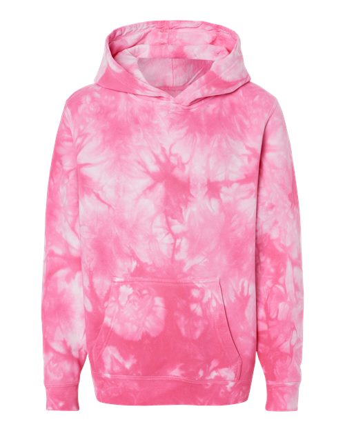 Independent Trading Co. Youth Midweight Tie-Dyed Hooded Sweatshirt PRM1500TD Custom Embroidered Business Logo