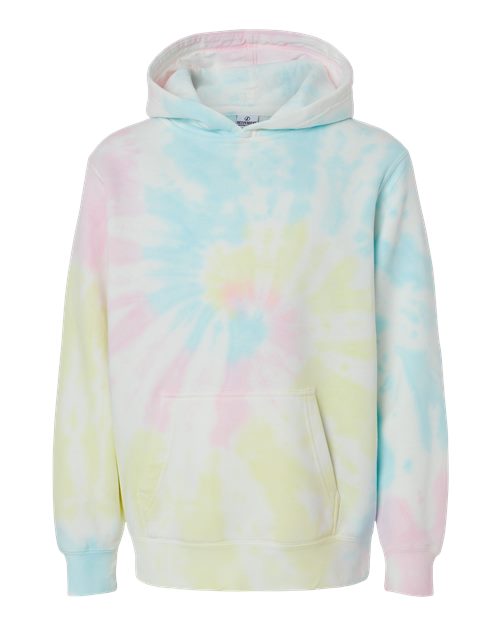 Independent Trading Co. Youth Midweight Tie-Dyed Hooded Sweatshirt PRM1500TD Custom Embroidered Business Logo