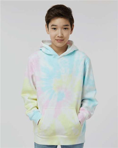 Independent Trading Co. Youth Midweight Tie-Dyed Hooded Sweatshirt PRM1500TD Custom Embroidered Business Logo