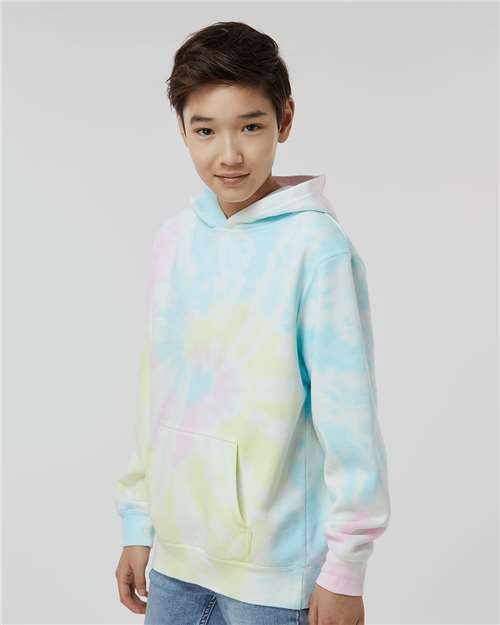 Independent Trading Co. Youth Midweight Tie-Dyed Hooded Sweatshirt PRM1500TD Custom Embroidered Business Logo