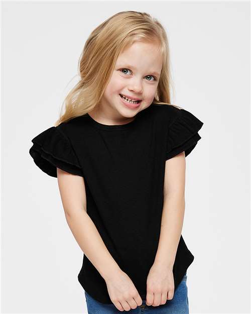 Custom Embroidered  Rabbit Skins Toddler Flutter Sleeve Tee 3339  