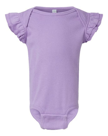 Rabbit Skins Infant Flutter Sleeve Baby Rib Bodysuit 4439