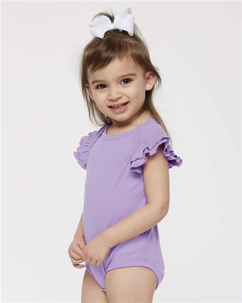 Rabbit Skins Infant Flutter Sleeve Baby Rib Bodysuit 4439