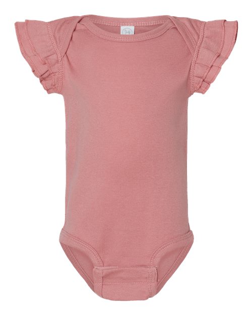 Rabbit Skins Infant Flutter Sleeve Baby Rib Bodysuit 4439