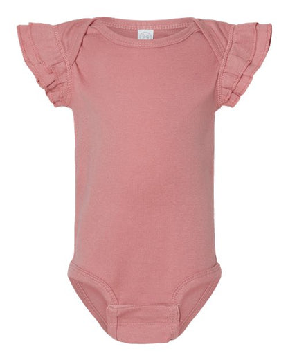 Rabbit Skins Infant Flutter Sleeve Baby Rib Bodysuit 4439