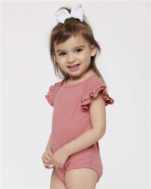 Rabbit Skins Infant Flutter Sleeve Baby Rib Bodysuit 4439