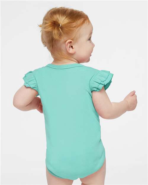 Rabbit Skins Infant Flutter Sleeve Baby Rib Bodysuit 4439