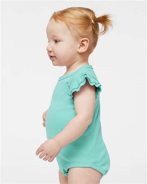 Rabbit Skins Infant Flutter Sleeve Baby Rib Bodysuit 4439