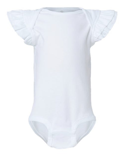 Rabbit Skins Infant Flutter Sleeve Baby Rib Bodysuit 4439