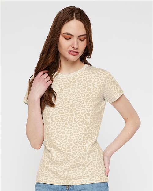 LAT Women's Fine Jersey Tee 3516 Natural Leopard
