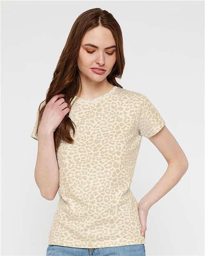LAT Women's Fine Jersey Tee 3516 Natural Leopard