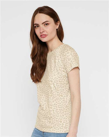 LAT Women's Fine Jersey Tee 3516 Natural Leopard