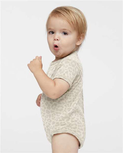 Rabbit Skins Infant Fine Jersey Bodysuit 4424 Natural Leopard