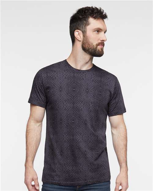 Custom Embroidered  LAT Fine Jersey Tee 6901 Black Reptile