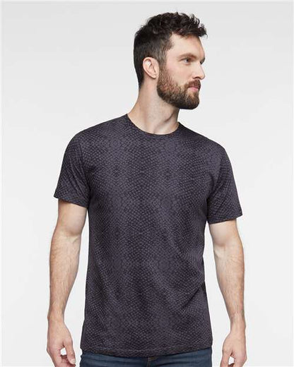 Custom Embroidered  LAT Fine Jersey Tee 6901 Black Reptile
