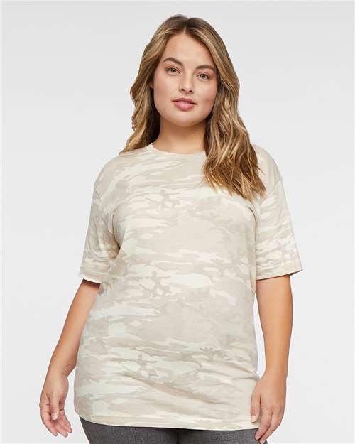 Custom Embroidered  LAT Fine Jersey Tee 6901 Natural Camo