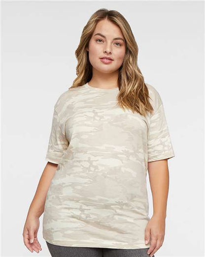 Custom Embroidered  LAT Fine Jersey Tee 6901 Natural Camo