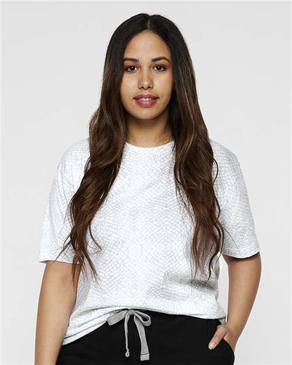 Custom Embroidered  LAT Fine Jersey Tee 6901 White Reptile