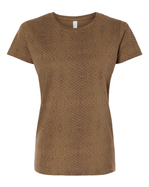 LAT Women's Fine Jersey Tee 3516 Brown Reptile
