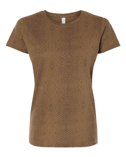 LAT Women's Fine Jersey Tee 3516 Brown Reptile
