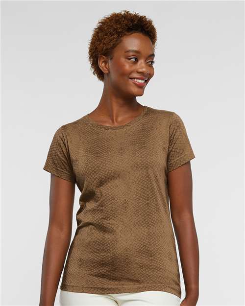 LAT Women's Fine Jersey Tee 3516 Brown Reptile