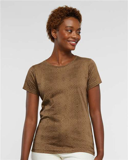 LAT Women's Fine Jersey Tee 3516 Brown Reptile