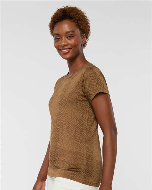 LAT Women's Fine Jersey Tee 3516 Brown Reptile