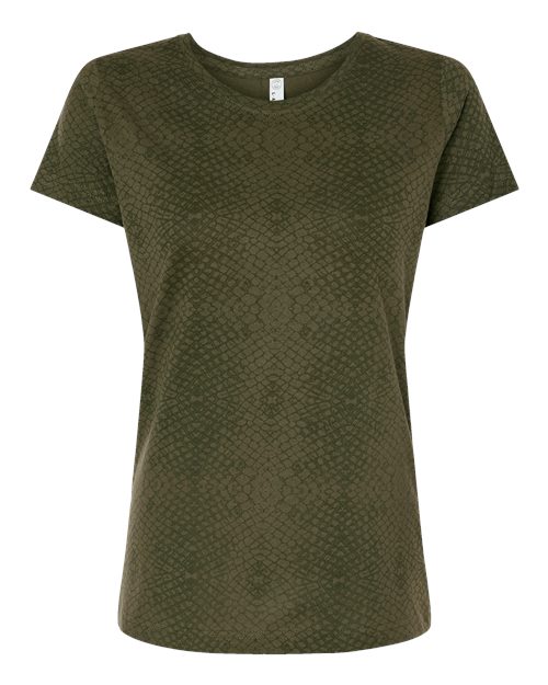 LAT Women's Fine Jersey Tee 3516 Green Reptile