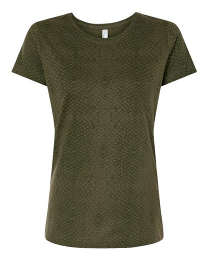 LAT Women's Fine Jersey Tee 3516 Green Reptile