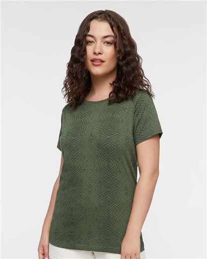 LAT Women's Fine Jersey Tee 3516 Green Reptile