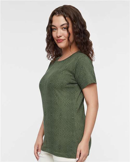 LAT Women's Fine Jersey Tee 3516 Green Reptile