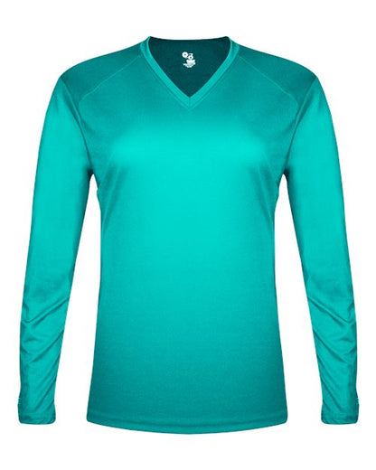 Badger Women's Tri-Blend Long Sleeve T-Shirt 4964 Turquoise