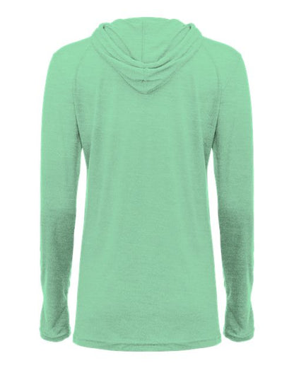 Badger Women's Tri-Blend Surplice Long Sleeve Hooded T-Shirt 4965 Mint