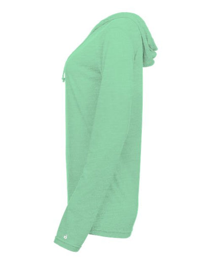 Badger Women's Tri-Blend Surplice Long Sleeve Hooded T-Shirt 4965 Mint