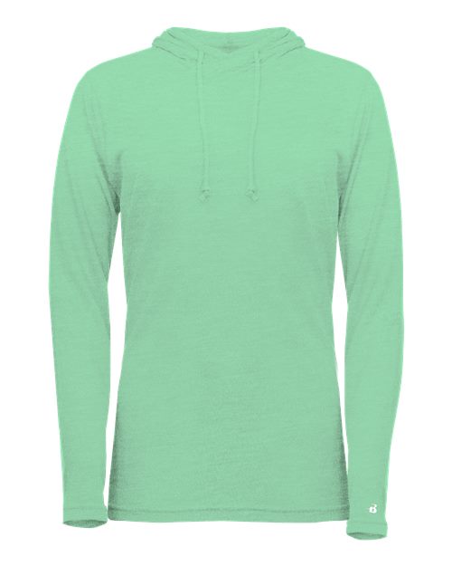 Badger Women's Tri-Blend Surplice Long Sleeve Hooded T-Shirt 4965 Mint