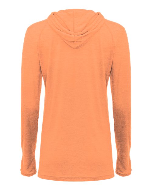 Badger Women's Tri-Blend Surplice Long Sleeve Hooded T-Shirt 4965 Peach