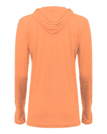 Badger Women's Tri-Blend Surplice Long Sleeve Hooded T-Shirt 4965 Peach