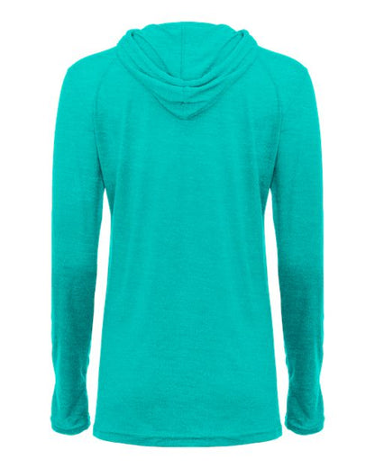 Badger Women's Tri-Blend Surplice Long Sleeve Hooded T-Shirt 4965 Turquoise