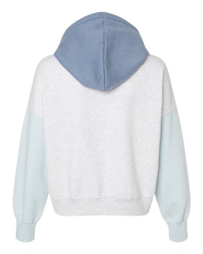 MV Sport Women's Sueded Fleece Colorblocked Crop Hooded Sweatshirt W23716