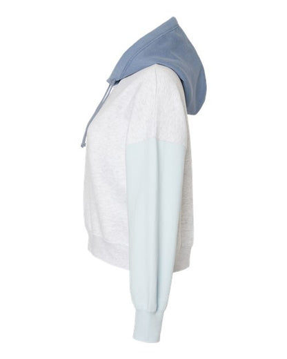 MV Sport Women's Sueded Fleece Colorblocked Crop Hooded Sweatshirt W23716